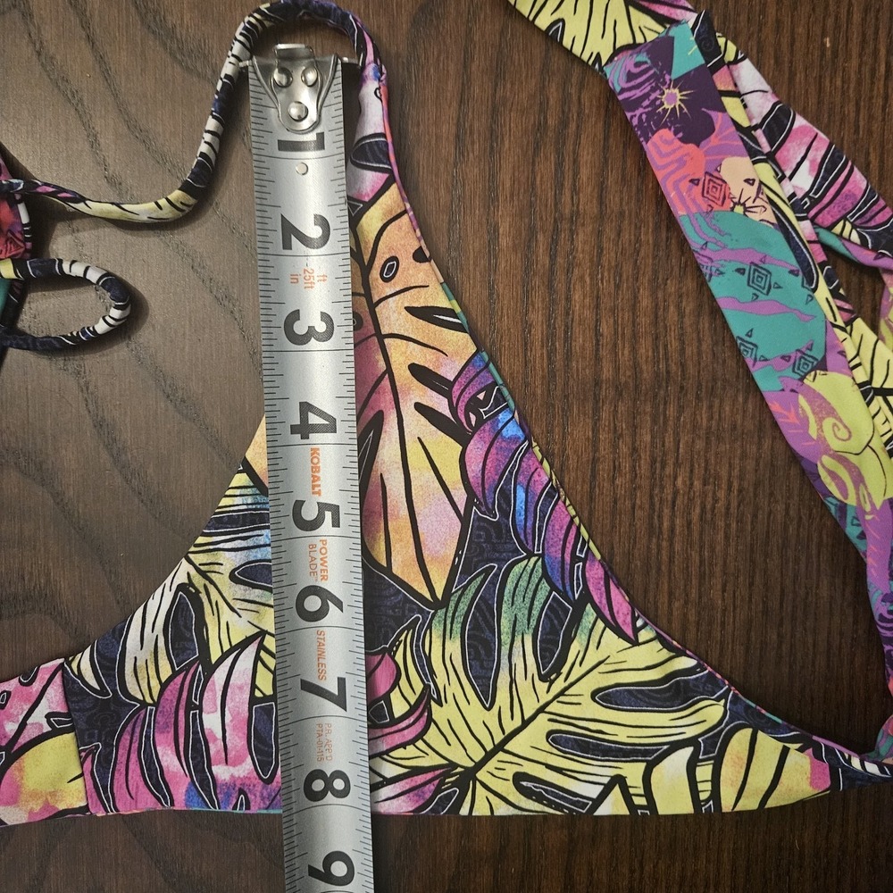 Tropical Reversible Swimsuit Bikini Top Wrap Around Tie Taravana Sz M - Picture 9 of 16